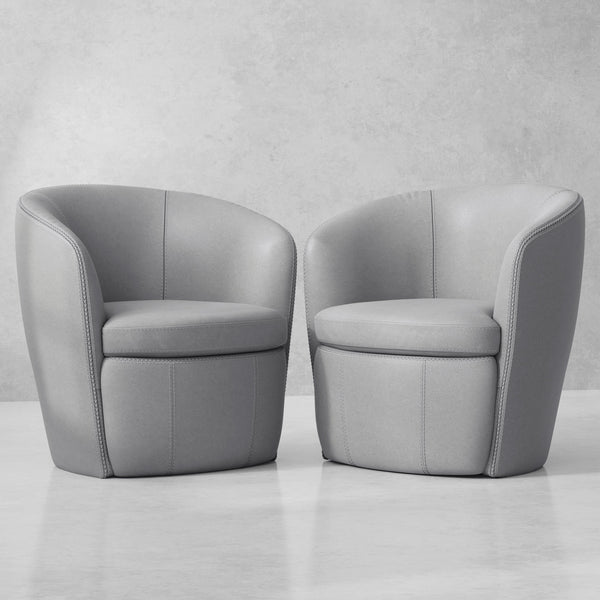 Barolo - Steamboat Ice 100% Italian Leather Swivel Club Chair Two Pack