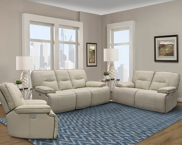 Spartacus - Oyster Power Reclining Sofa Loveseat and Recliner