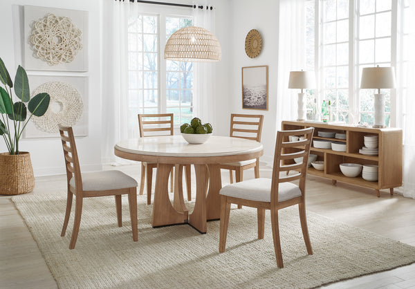 Escape - Dining 54" Round Table with console & 4 ladderback chairs