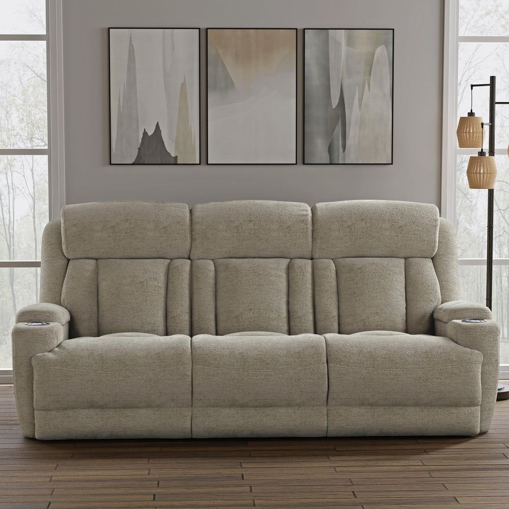 Dalton - Lucky Fawn Power Reclining Sofa with Drop Down Console