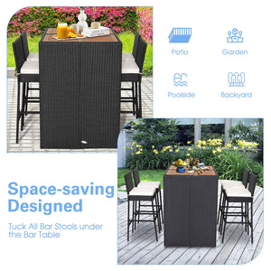 Delivery time may vary per box because of 2 boxes shipment <br>The second box includes all needed screws <br>Space-saving design by tucking bar stools under the table <br>Selected PE wicker for modern appearance and weather resistance <br>Come with solid 