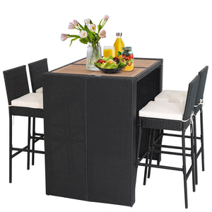 Delivery time may vary per box because of 2 boxes shipment <br>The second box includes all needed screws <br>Space-saving design by tucking bar stools under the table <br>Selected PE wicker for modern appearance and weather resistance <br>Come with solid 