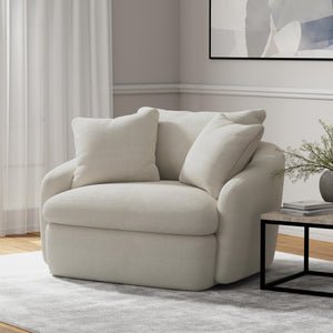 Boomer - Utopia Sand Large Swivel Chair with 2 Toss Pillows